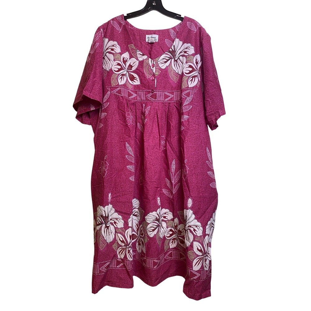 VTG Anthony Richards Dress Womens 4XL Floral Pockets Caftan Mumu Wrap‎ Around